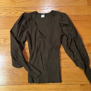 Aritzia Deep Green Ribbed Blouse